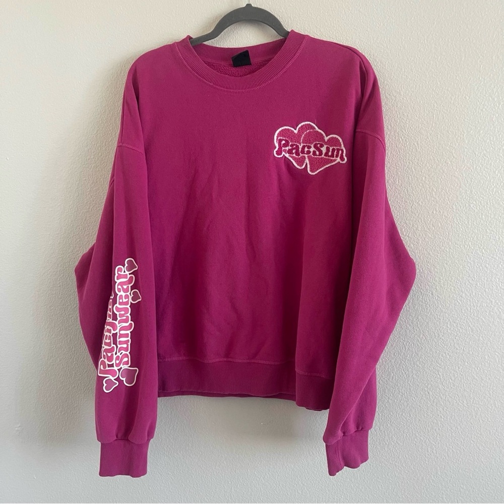 PacSun Women's Magenta Sweatshirt with Heart Logo